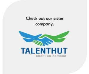 TalentHut logo with two hands shaking, symbolizing partnership and opportunities for non-hourly jobseekers.