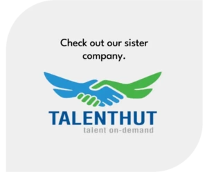 TalentHut logo with two hands shaking, symbolizing partnership and opportunities for non-hourly jobseekers.
